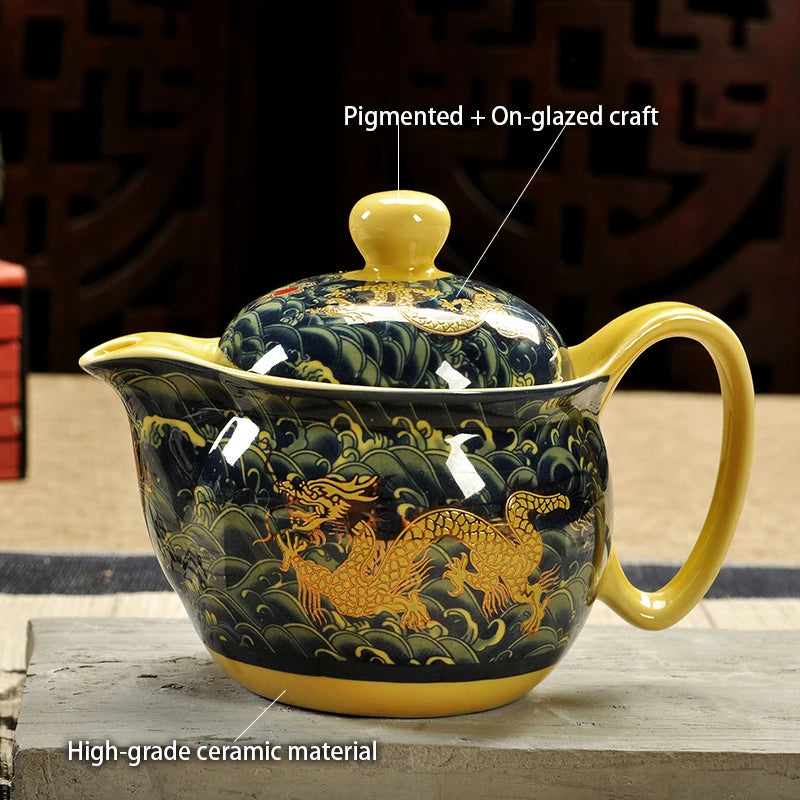 Chinese Dragon Ceramic Teapot Kung Fu Tea Set