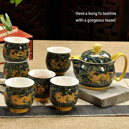 Chinese Dragon Ceramic Teapot Kung Fu Tea Set