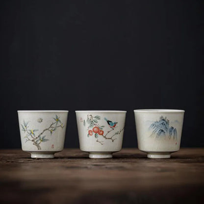 2 Pcs Set Porcelain Plant Ash Kungfu Tea Cups