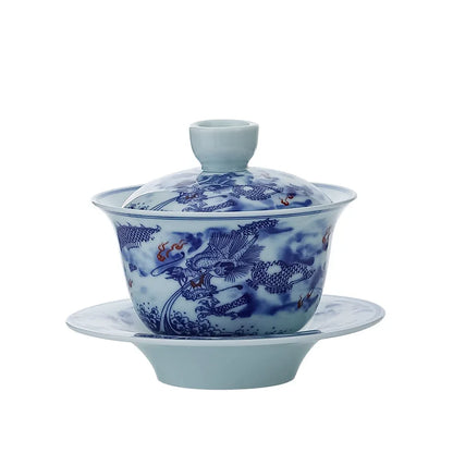 Chinese Retro Sancai Gaiwan Blue and White