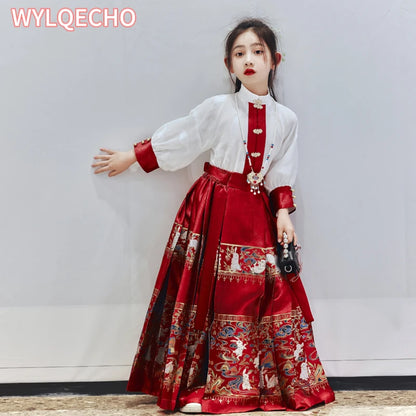 Summer Chinese Horse-face Skirt For Girls