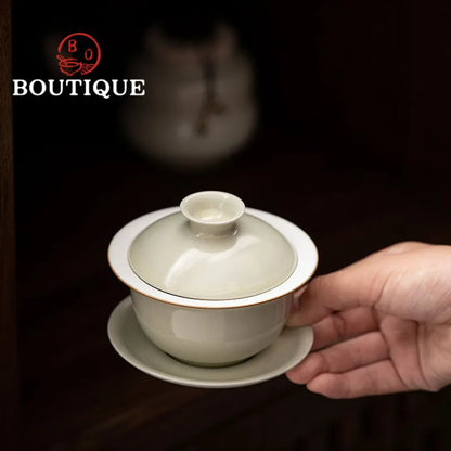 125ml Retro Palnt Ash Ceramic Gaiwan