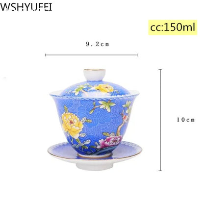 150ml Jingdezhen Enamel Color Handmade Gaiwan