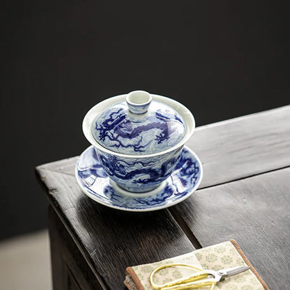 150ml Chinese Dragon Pattern Ceramic Gaiwan