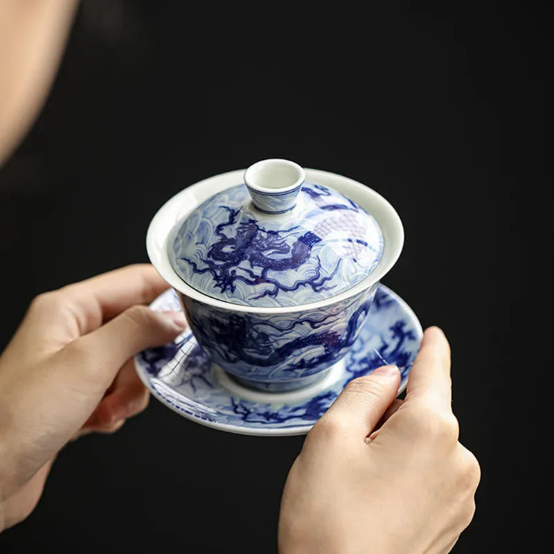 150ml Chinese Dragon Pattern Ceramic Gaiwan