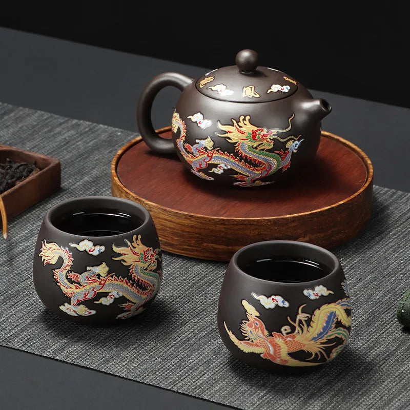 Color-changing Tea Pot With Dragons Phoenixs Pattern