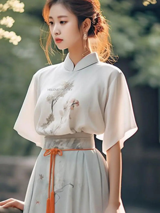 Improved Chinese Hanfu Daily Tea Art Dress