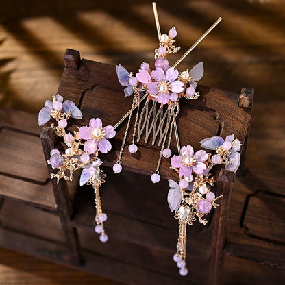 Flower Hair Sticks Chinese Hanfu Hair Accessories