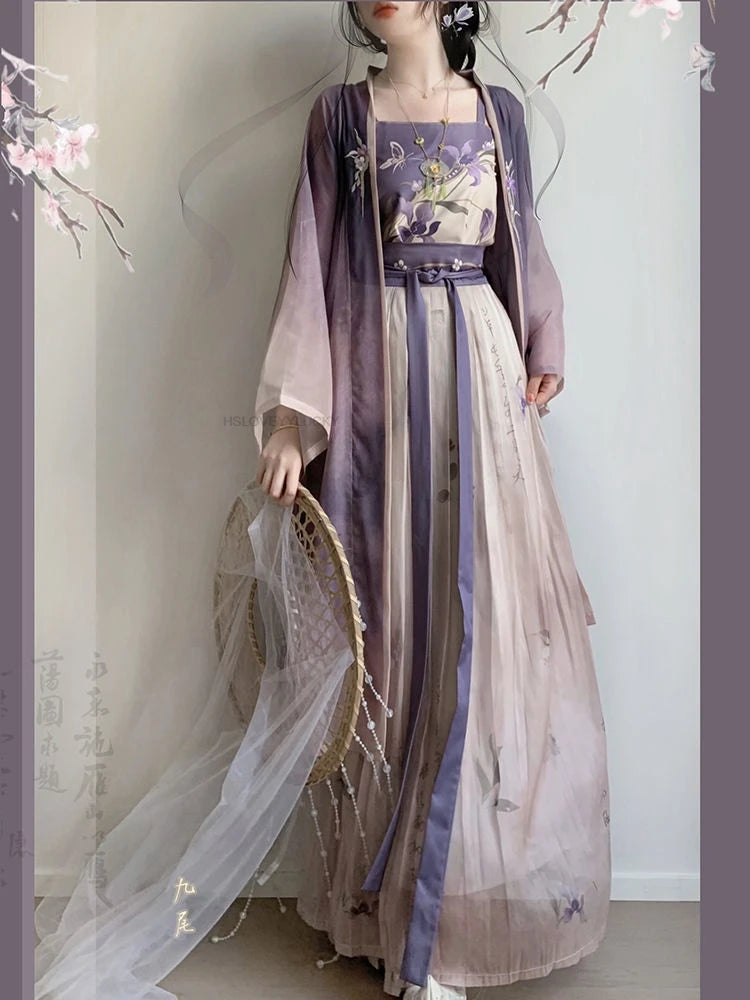 Chinese Improved Song Dynasty Hanfu Set