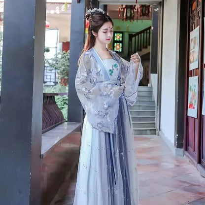 Tang Dynasty Robe Women Flower Hanfu