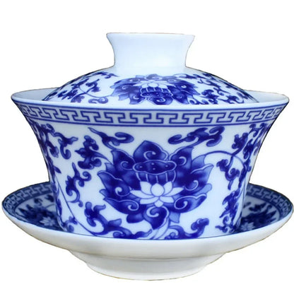 200ml 300ml 330ml large Blue-and-white gaiwan