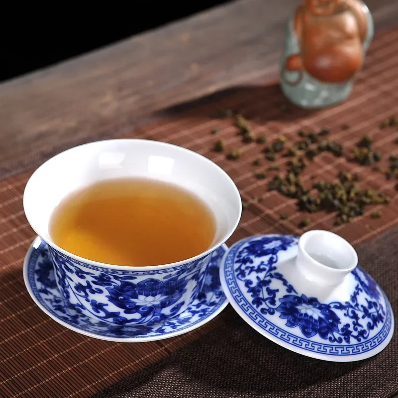 200ml 300ml 330ml large Blue-and-white gaiwan