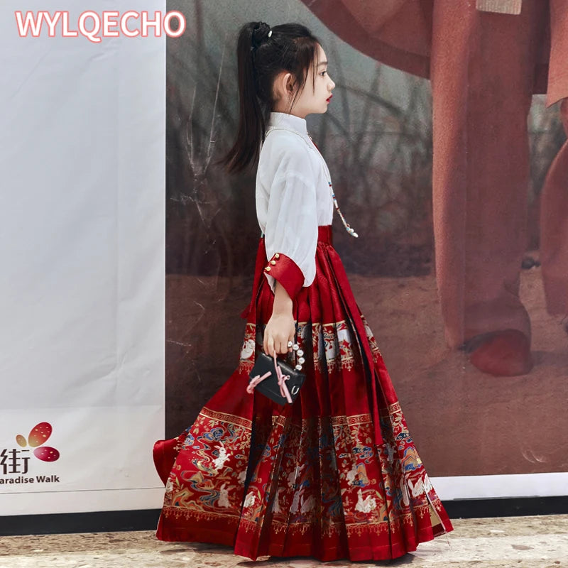 Summer Chinese Horse-face Skirt For Girls