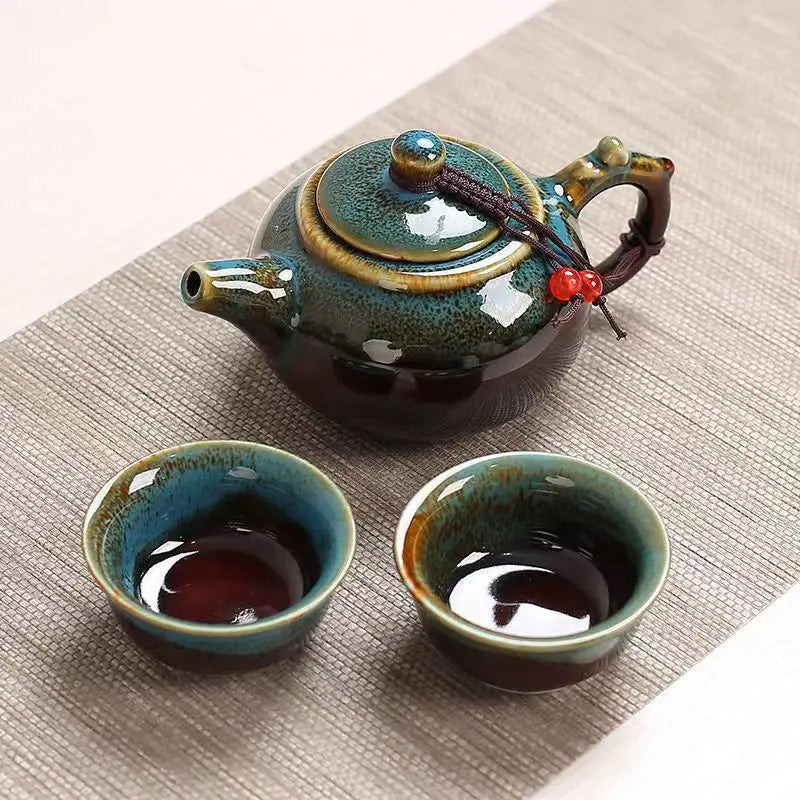 Ceramic Kiln Glaze Travel Tea Set Complete