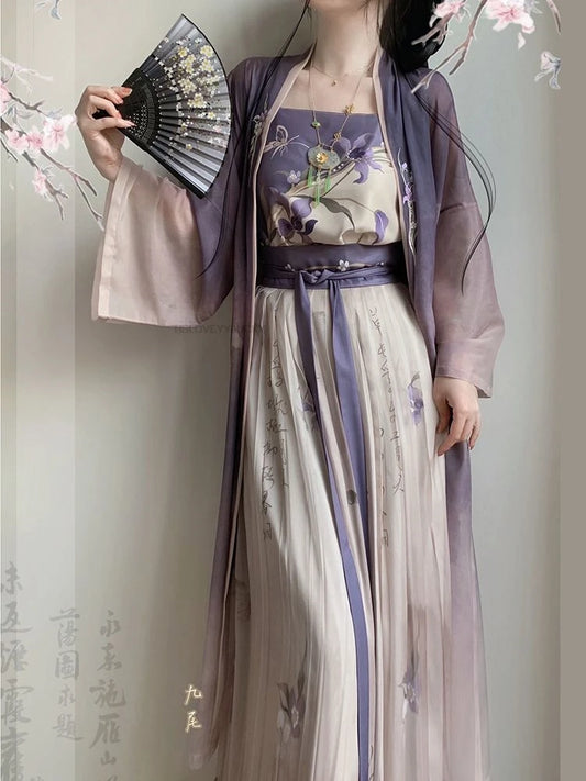 Chinese Improved Song Dynasty Hanfu Set