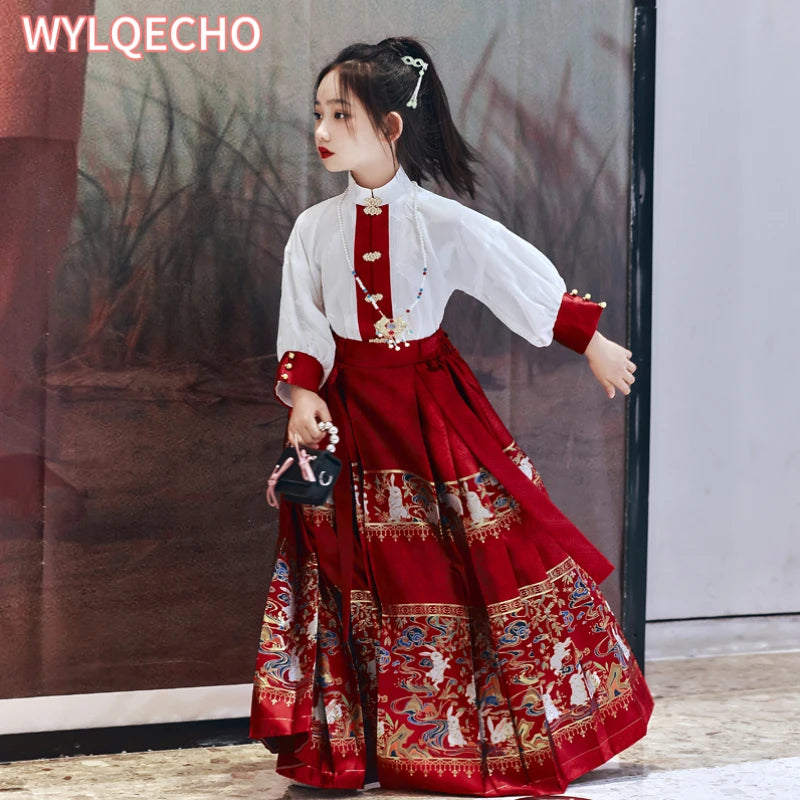 Summer Chinese Horse-face Skirt For Girls