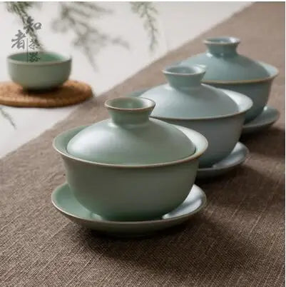 ru kiln pigmented gaiwan three-piece set