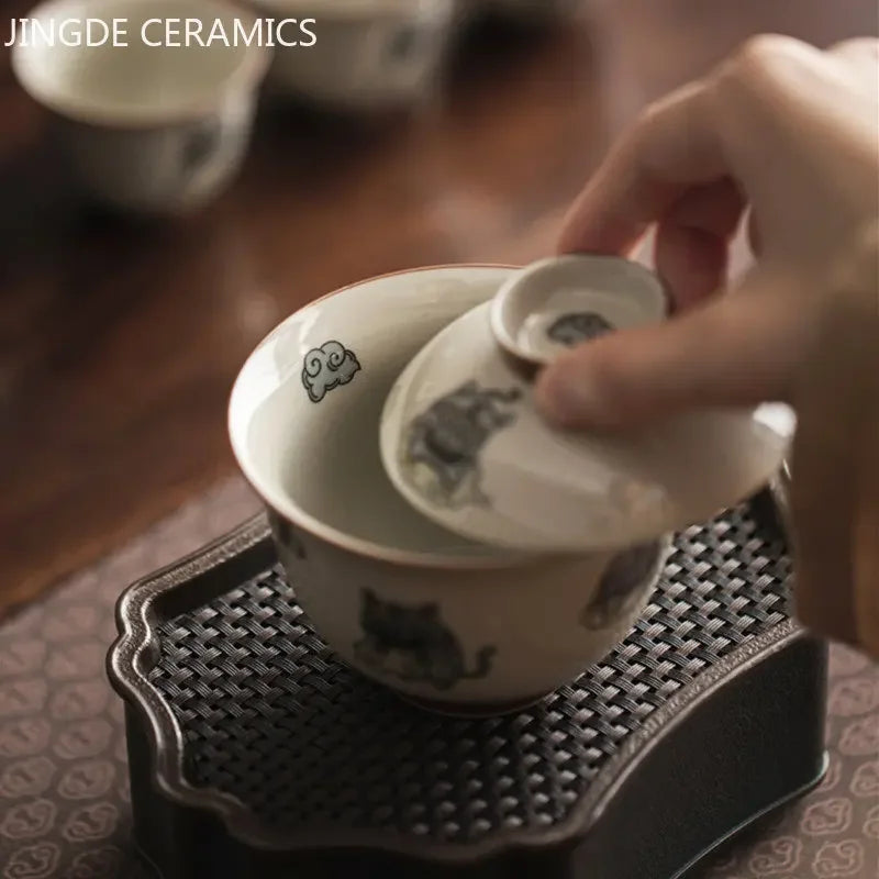 140ml Chinese Style Ceramics Gaiwan Teacup