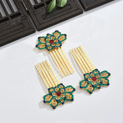 Chinese Blue Lotus Hair Accessories Cloisonne Hairpin