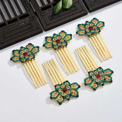 Chinese Blue Lotus Hair Accessories Cloisonne Hairpin