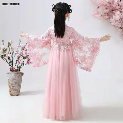 Girls Pink Hanfu Princess Dresses Set