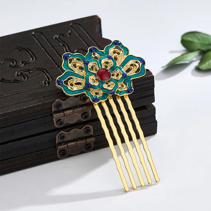 Chinese Blue Lotus Hair Accessories Cloisonne Hairpin