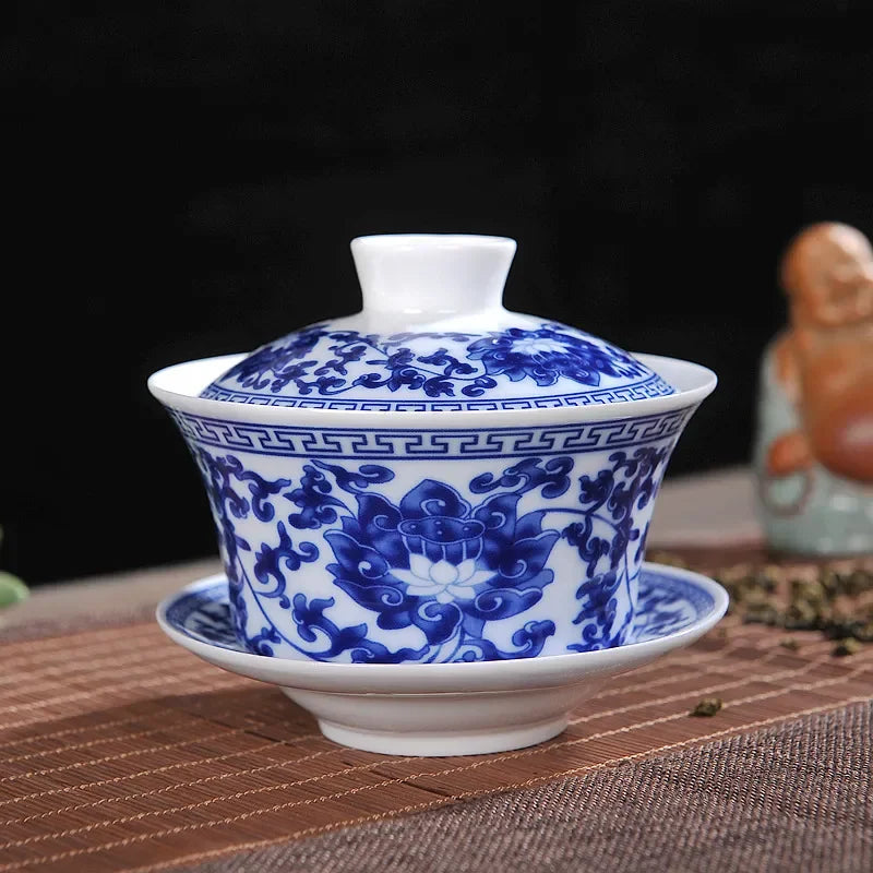 200ml 300ml 330ml large Blue-and-white gaiwan