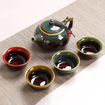 Ceramic Kiln Glaze Travel Tea Set Complete