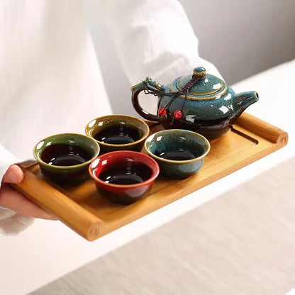 Ceramic Kiln Glaze Travel Tea Set Complete