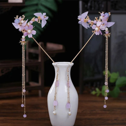 Flower Hair Sticks Chinese Hanfu Hair Accessories