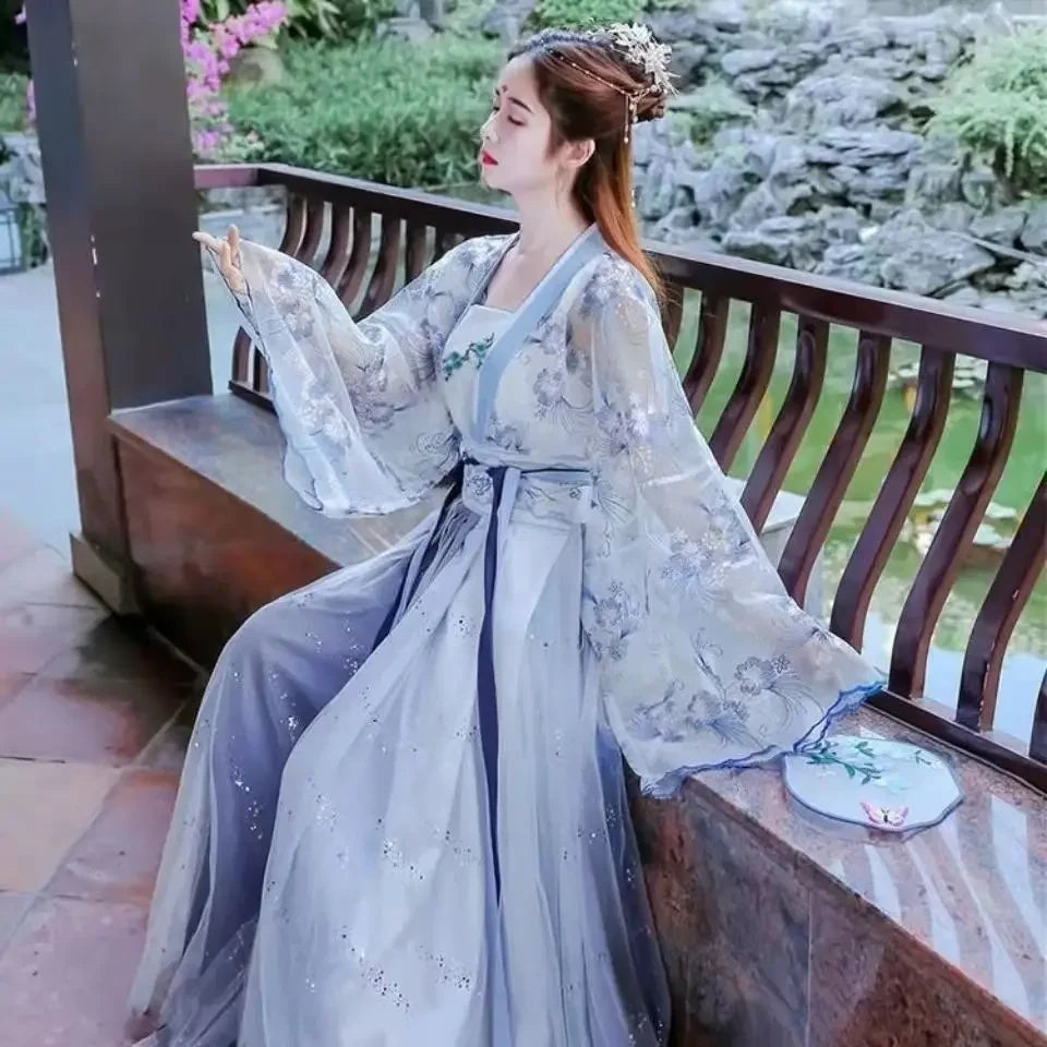 Tang Dynasty Robe Women Flower Hanfu