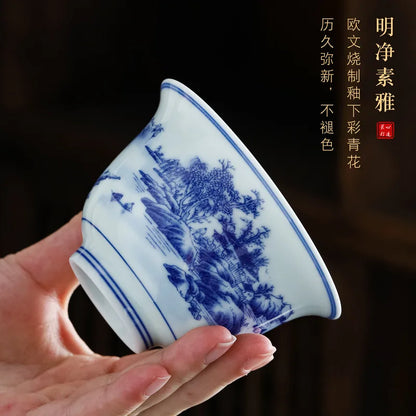 Chinese Retro Sancai Gaiwan Blue and White