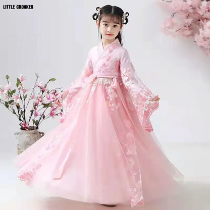 Girls Pink Hanfu Princess Dresses Set