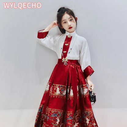 Summer Chinese Horse-face Skirt For Girls